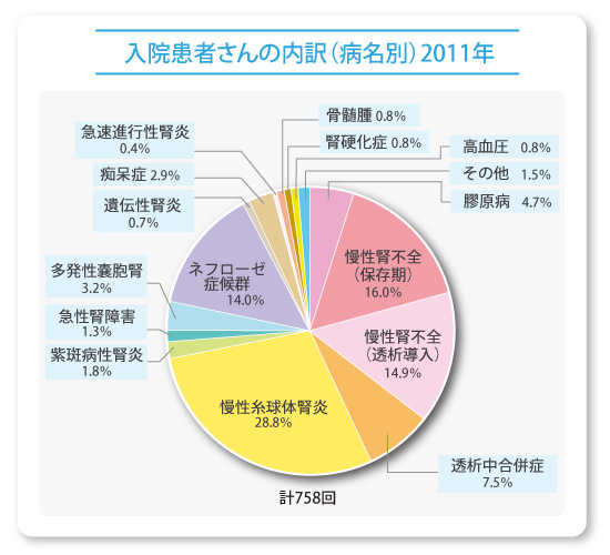 入院患者さんの内訳 (病名別)2011年